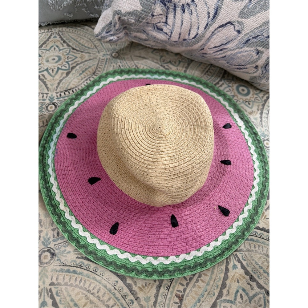 Watermelon Sun Hat Small Girl Child Straw Headband - Picture 8 of 13